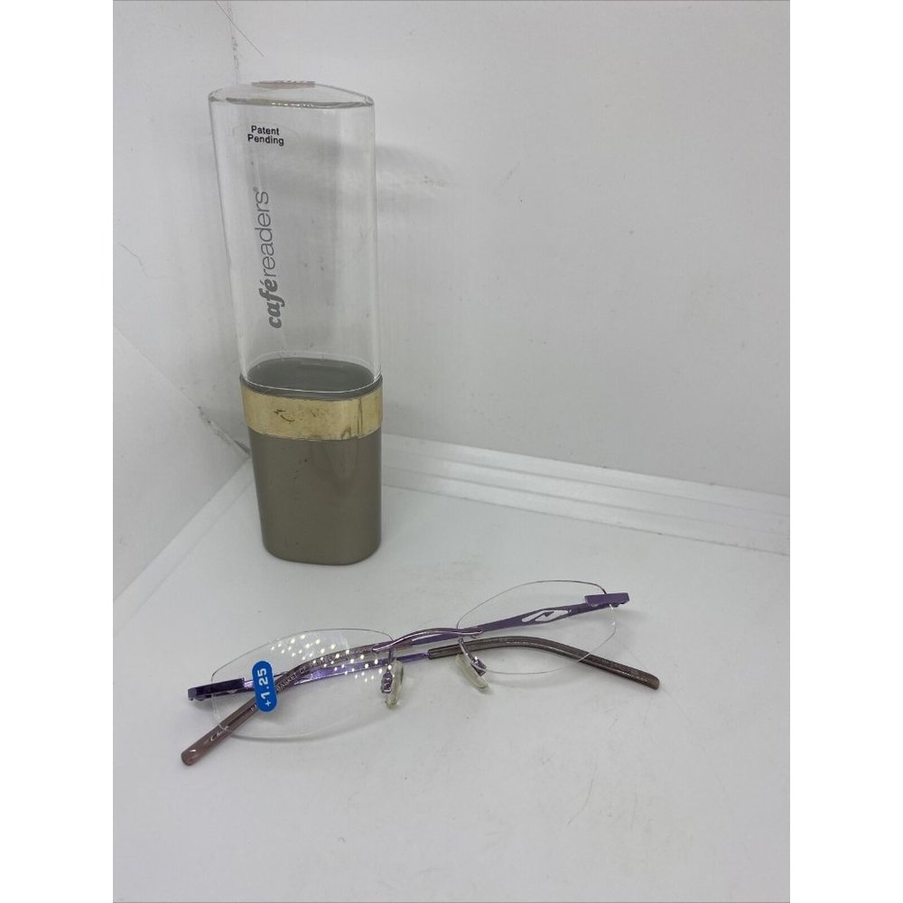 Cafe Readers Women Eyeglasses +1.25 Purple Metal Frames Lightweight Small lenses